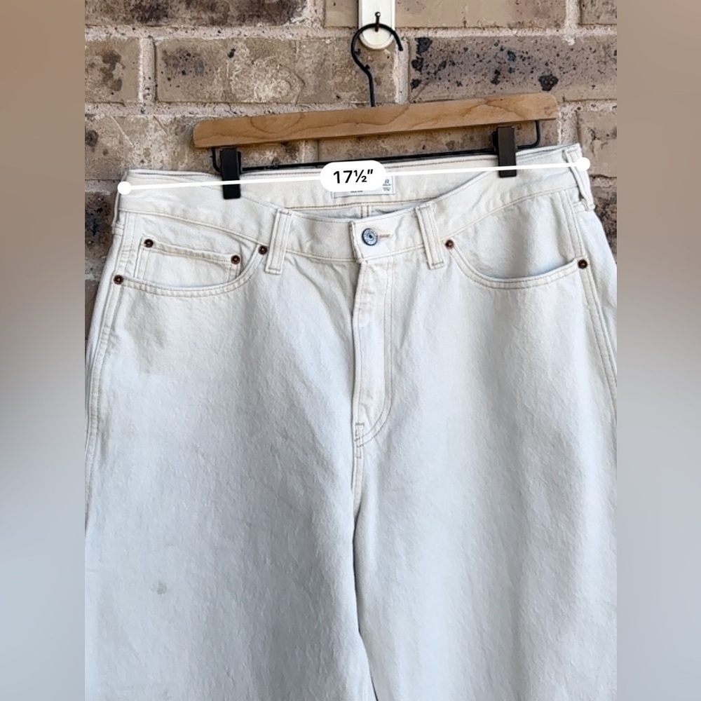 Abercrombie & Fitch Women's Ecru Carpenter Slouchy Mid Rise Jeans 32 - Picture 10 of 11